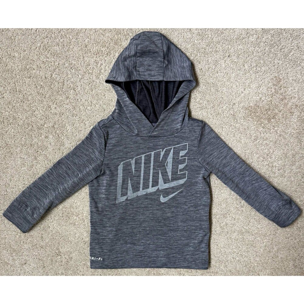 Nike Dri-FIT 12M Gray Pullover Logo Hooded Shirt Long Sleeve Unisex
